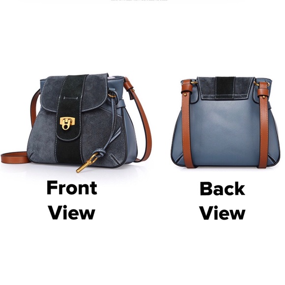 Small Luxury Suede & Leather Messenger Bag - Picture 5 of 8